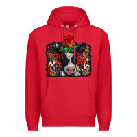 Red christmas black and white baby cow Premium Hoodie - BarkalooDesign