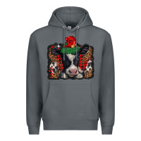 Rock christmas black and white baby cow Premium Hoodie - BarkalooDesign