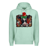 Seafoam christmas black and white baby cow Premium Hoodie - BarkalooDesign