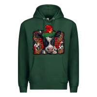 Sports Green christmas black and white baby cow Premium Hoodie - BarkalooDesign