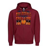 Burgundy my favorite basketball player calls me mom Zipper Hoodie - Zillion Design Studio