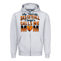 Heather Grey my favorite basketball player calls me mom Zipper Hoodie - Zillion Design Studio