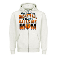 Oatmeal Heather my favorite basketball player calls me mom Zipper Hoodie - Zillion Design Studio
