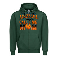 Sports Green my favorite basketball player calls me mom Zipper Hoodie - Zillion Design Studio