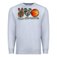 Heather Grey peace love basketball Premium Sweatshirt - CowhideDigitalArt