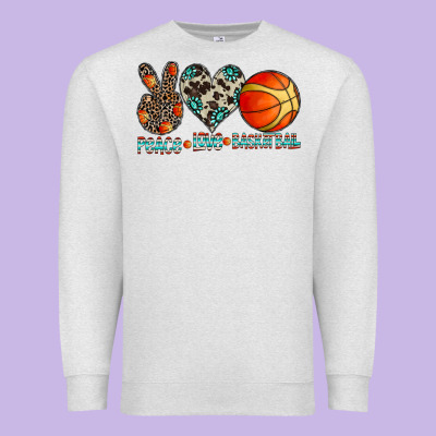 Peace Love Basketball Premium Sweatshirt Designed By Cowhidedigitalart