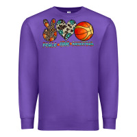 Purple peace love basketball Premium Sweatshirt - CowhideDigitalArt