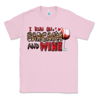 Bubblegum Pink i run on sarcasm and wine Classic Tee - Zillion Design Studio