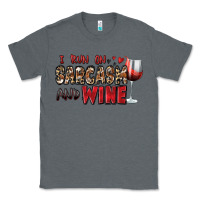 Charcoal Heather i run on sarcasm and wine Classic Tee - Zillion Design Studio