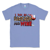 Colony Blue i run on sarcasm and wine Classic Tee - Zillion Design Studio