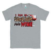 Heather Grey i run on sarcasm and wine Classic Tee - Zillion Design Studio