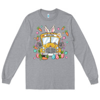 Heather Grey easter school bus Long Sleeve Tee - MaliasSmallBusiness