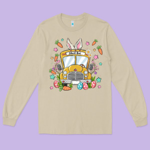Easter School Bus Long Sleeve Tee Designed By Maliassmallbusiness