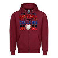 Burgundy my favorite baseball player calls me mom Zipper Hoodie - Zillion Design Studio