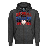 Charcoal Heather my favorite baseball player calls me mom Zipper Hoodie - Zillion Design Studio