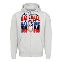 Dove Grey my favorite baseball player calls me mom Zipper Hoodie - Zillion Design Studio