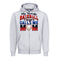 Heather Grey my favorite baseball player calls me mom Zipper Hoodie - Zillion Design Studio