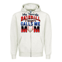 Oatmeal Heather my favorite baseball player calls me mom Zipper Hoodie - Zillion Design Studio