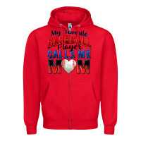 Red my favorite baseball player calls me mom Zipper Hoodie - Zillion Design Studio