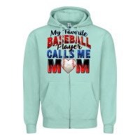 Seafoam my favorite baseball player calls me mom Zipper Hoodie - Zillion Design Studio