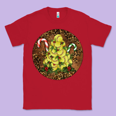 Softball Leopard Christmas Classic Tee Designed By Ranaportraitstore
