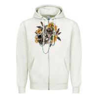 Boho Wolf Skull Zipper Hoodie | Teevron
