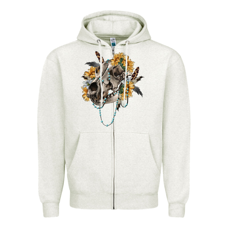 Boho Wolf Skull Zipper Hoodie by RanaPortraitStore | Teevron
