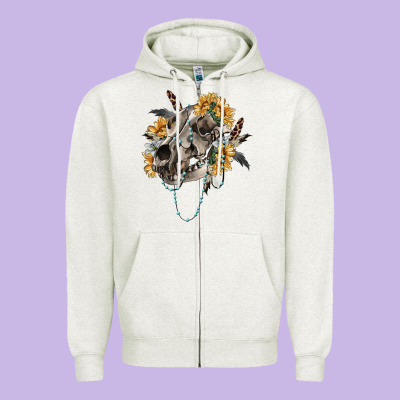 Zipper Hoodie Boho wolf skull
