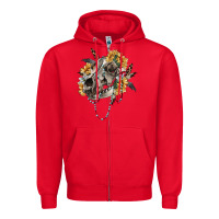 Red Boho wolf skull Zipper Hoodie - RanaPortraitStore