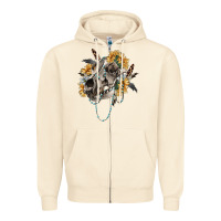 Sandshell Boho wolf skull Zipper Hoodie - RanaPortraitStore