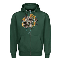 Sports Green Boho wolf skull Zipper Hoodie - RanaPortraitStore