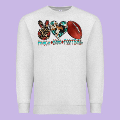 Peace Love Football Premium Sweatshirt Designed By Cowhidedigitalart