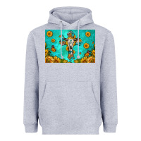 Heather Grey bull skull cross skinny metal can holder Heavyweight Hoodie - HRA Design Shop