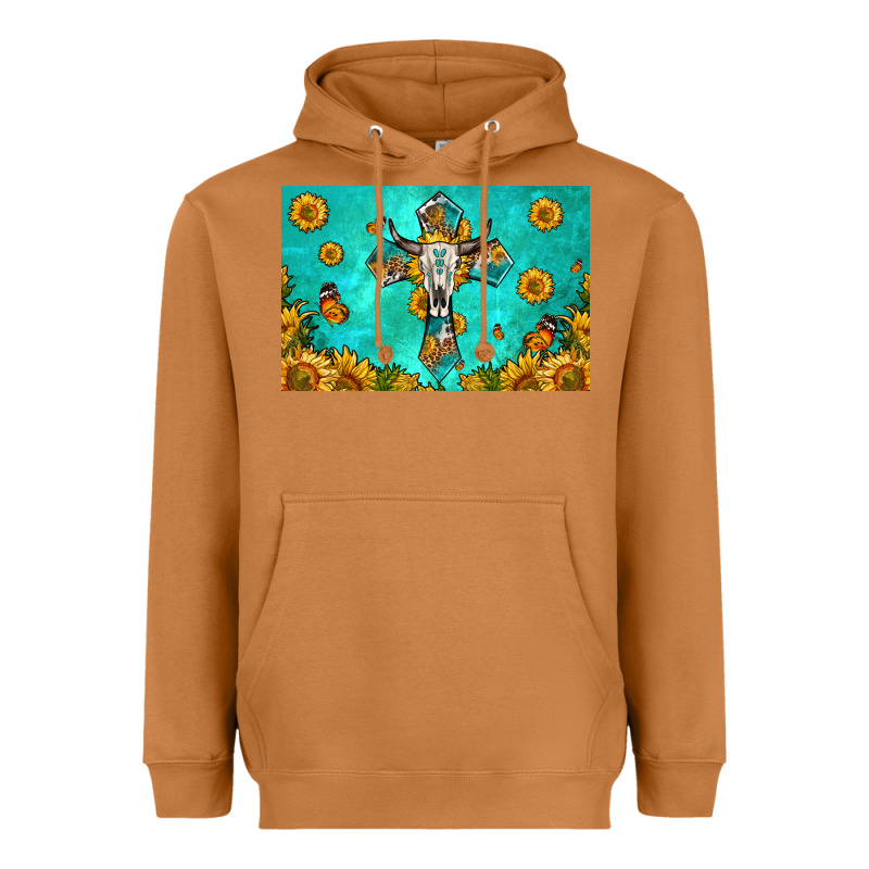 Bull Skull Cross Skinny Metal Can Holder Heavyweight Hoodie by HRA Design Shop | Teevron