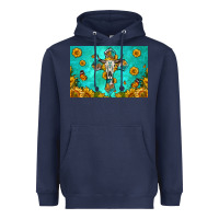 Navy bull skull cross skinny metal can holder Heavyweight Hoodie - HRA Design Shop