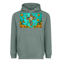 Sage bull skull cross skinny metal can holder Heavyweight Hoodie - HRA Design Shop