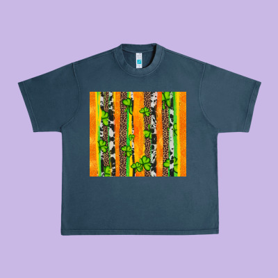 St Patricks Shamrock With Cowhide Urban Heavy Tee Designed By Artiststas