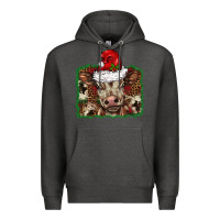 Charcoal Heather Christmas background baby calf Premium Hoodie - BarkalooDesign