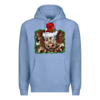 Colony Blue Christmas background baby calf Premium Hoodie - BarkalooDesign