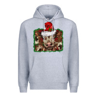 Heather Grey Christmas background baby calf Premium Hoodie - BarkalooDesign
