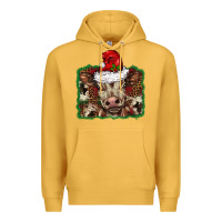 Mustard Christmas background baby calf Premium Hoodie - BarkalooDesign