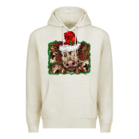 Oatmeal Heather Christmas background baby calf Premium Hoodie - BarkalooDesign