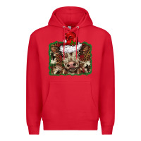 Red Christmas background baby calf Premium Hoodie - BarkalooDesign