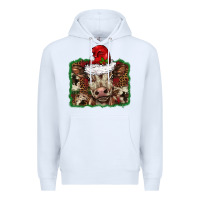 White Christmas background baby calf Premium Hoodie - BarkalooDesign
