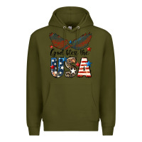 Army Green Western God Bless The USA Premium Hoodie - LillyAllenDesigns