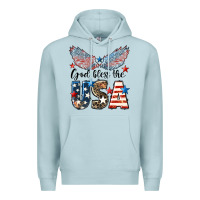 Blue Mist Western God Bless The USA Premium Hoodie - LillyAllenDesigns