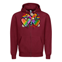 Burgundy pride hearts Zipper Hoodie - texasbilliewilder
