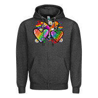 Charcoal Heather pride hearts Zipper Hoodie - texasbilliewilder