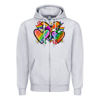 Heather Grey pride hearts Zipper Hoodie - texasbilliewilder