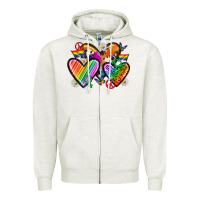 Oatmeal Heather pride hearts Zipper Hoodie - texasbilliewilder